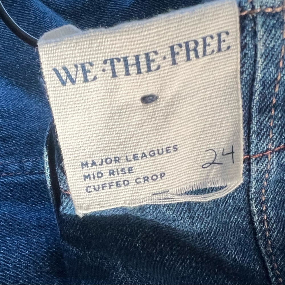 We The Free Dark Blue Cuffed Crop Jeans
